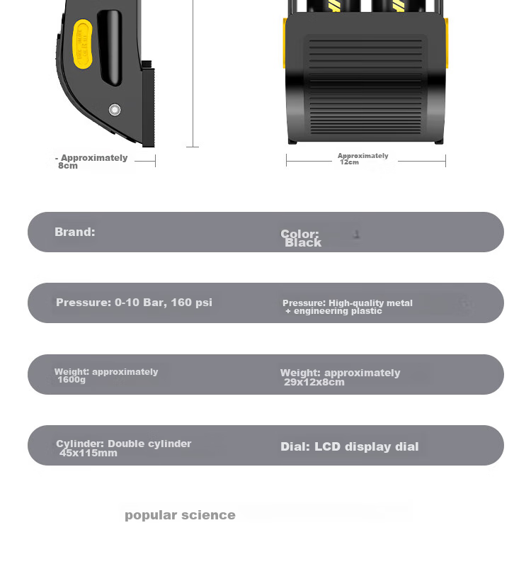 Yaphtes Pedal Dual-Tube Bicycle Pump, High-Pressure Digital Display, Inflator for Mountain Bikes, Road Bikes, Cars And Basketball 13
