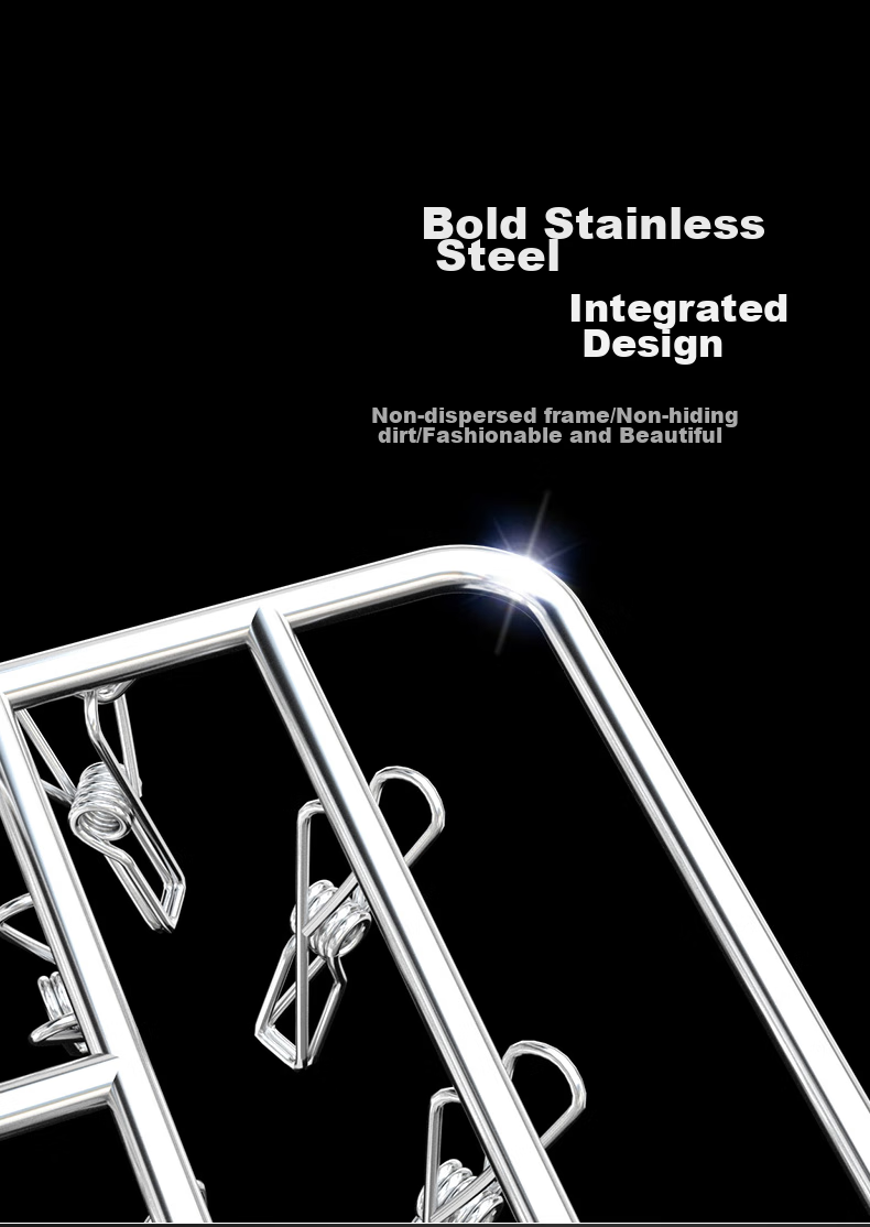 MENGTING Stainless Steel Clothes Drying Rack, 36 Clips for Socks, Windproof Rotatable Thickened Frame 10