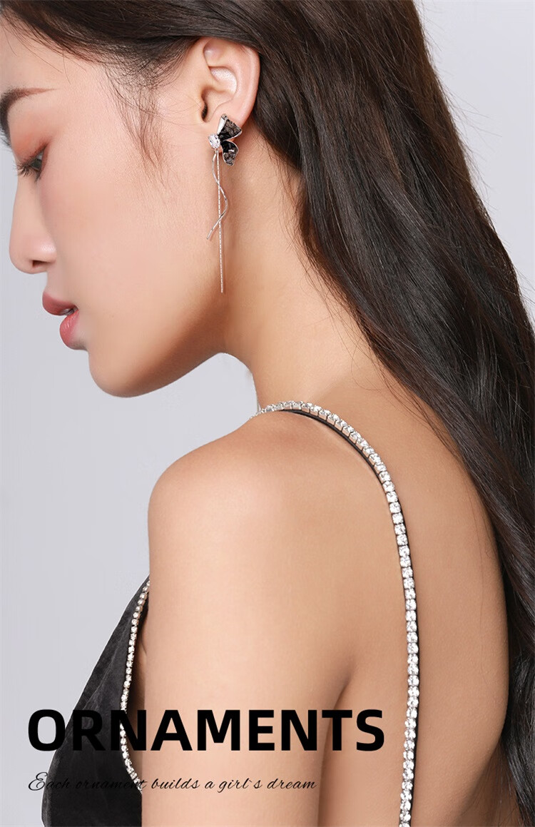 Qlady Gradient Butterfly Tassel Earrings for Women, 2026 New Style Elegant High-End Silver Stud Earrings, Niche Design Ear Jewelry Gift 1