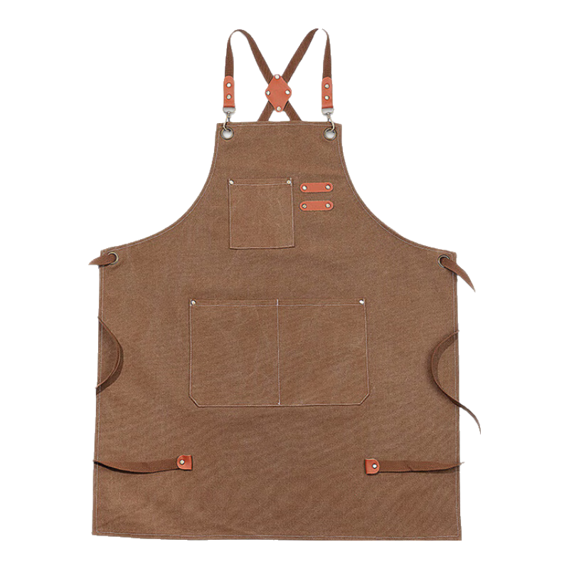 Pinzhide Fashion Canvas Apron, Denim Oil-Proof Dustproof Waterproof Kitchen Restaurant Waist Apron, Thickened Wear-Resistant Workwear, Brown Waterproof