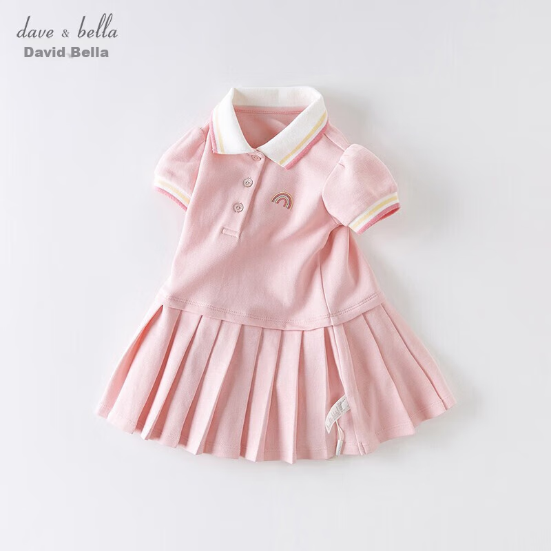 DAVE & BELLA [Soda Cotton] Girls' Summer Dress, Baby Polo Dress, Girls' Princess Dress, Children's Skirt