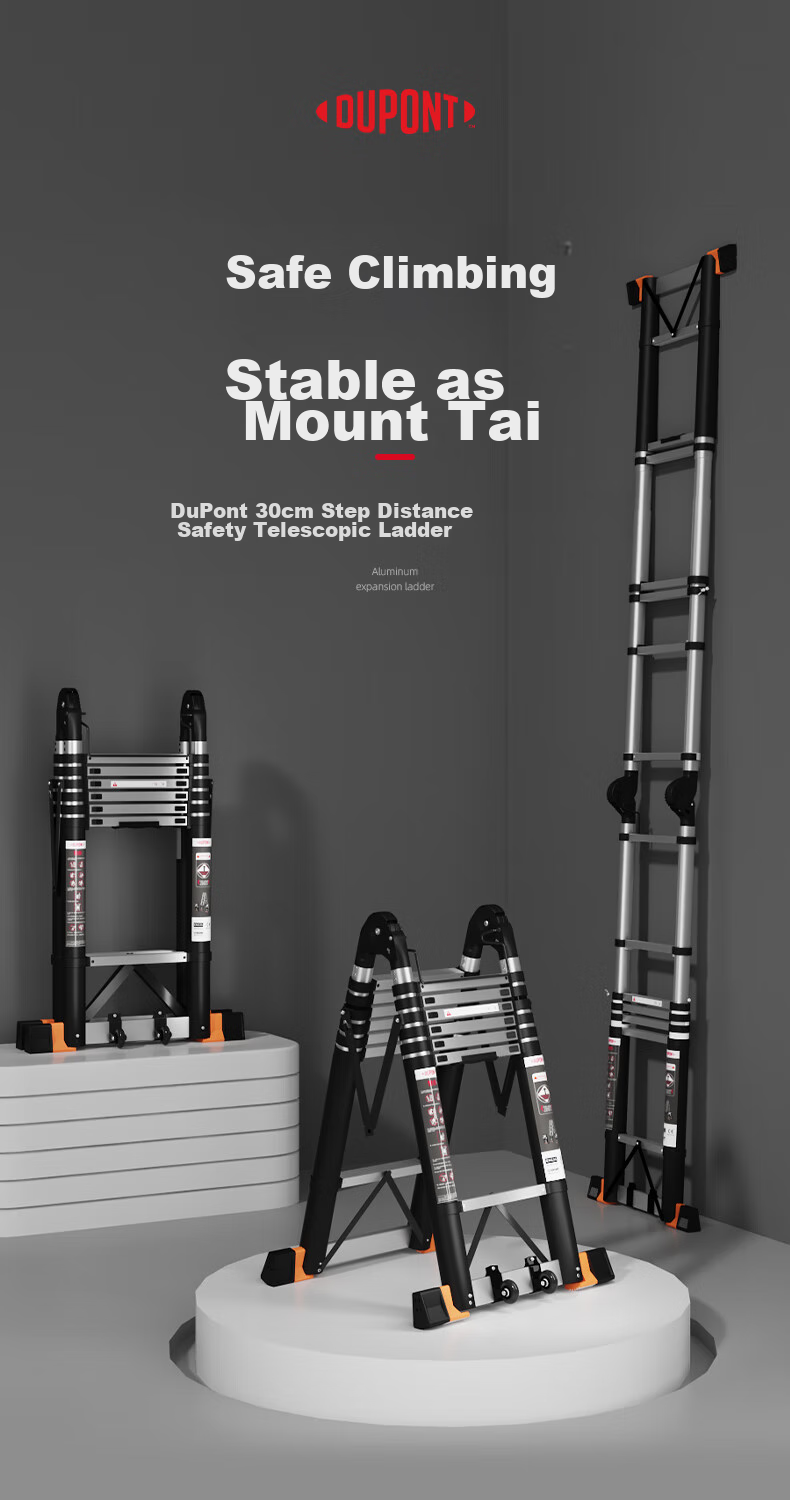 DU PONT 2nd Generation Small Cloud Ladder Household Folding Aluminum Alloy Telescopic Step Ladder 5-Step 4