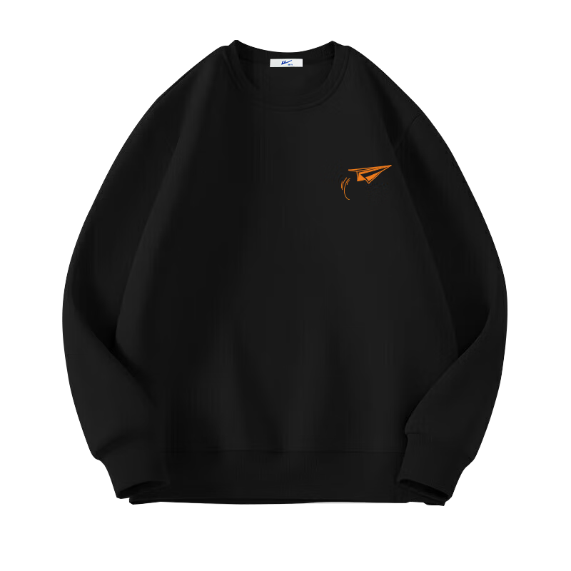 Huili Fleece-Lined Sweatshirt for Men, 360g Heavy Cotton, Winter Long-Sleeve T-Shirt, Warm Base Layer, Men's Jacket, Black, 4XL