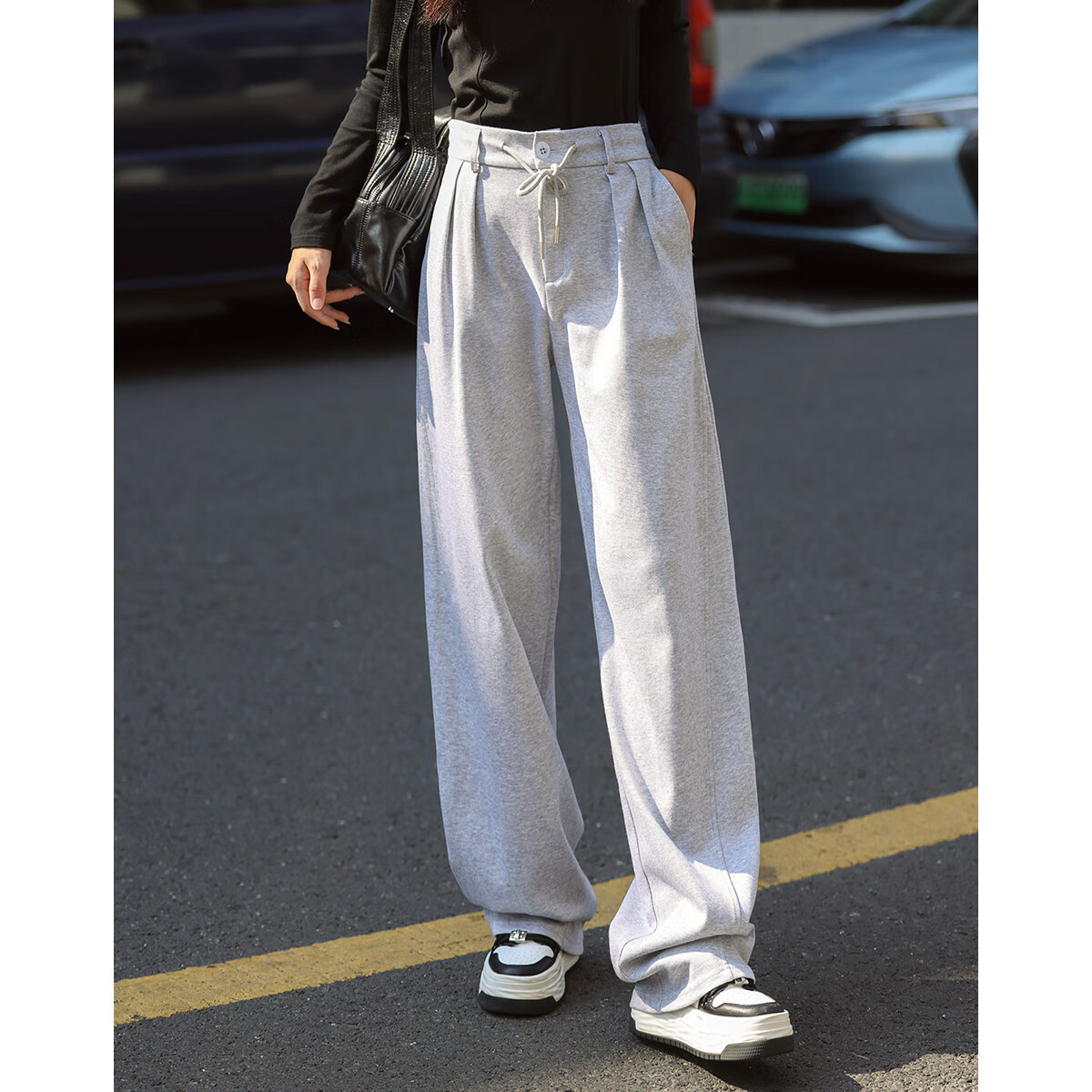 Dme [Straight-Leg Casual Pants] Spring 2023 Korean-Style Relaxed Fit Slimming Casual Trousers for Wome