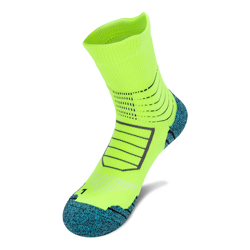 TFO Competition-Grade Outdoor Socks, Breathable Hiking Socks, Sports Running Training Socks 2202458, Men's Fluorescent Green, Size L