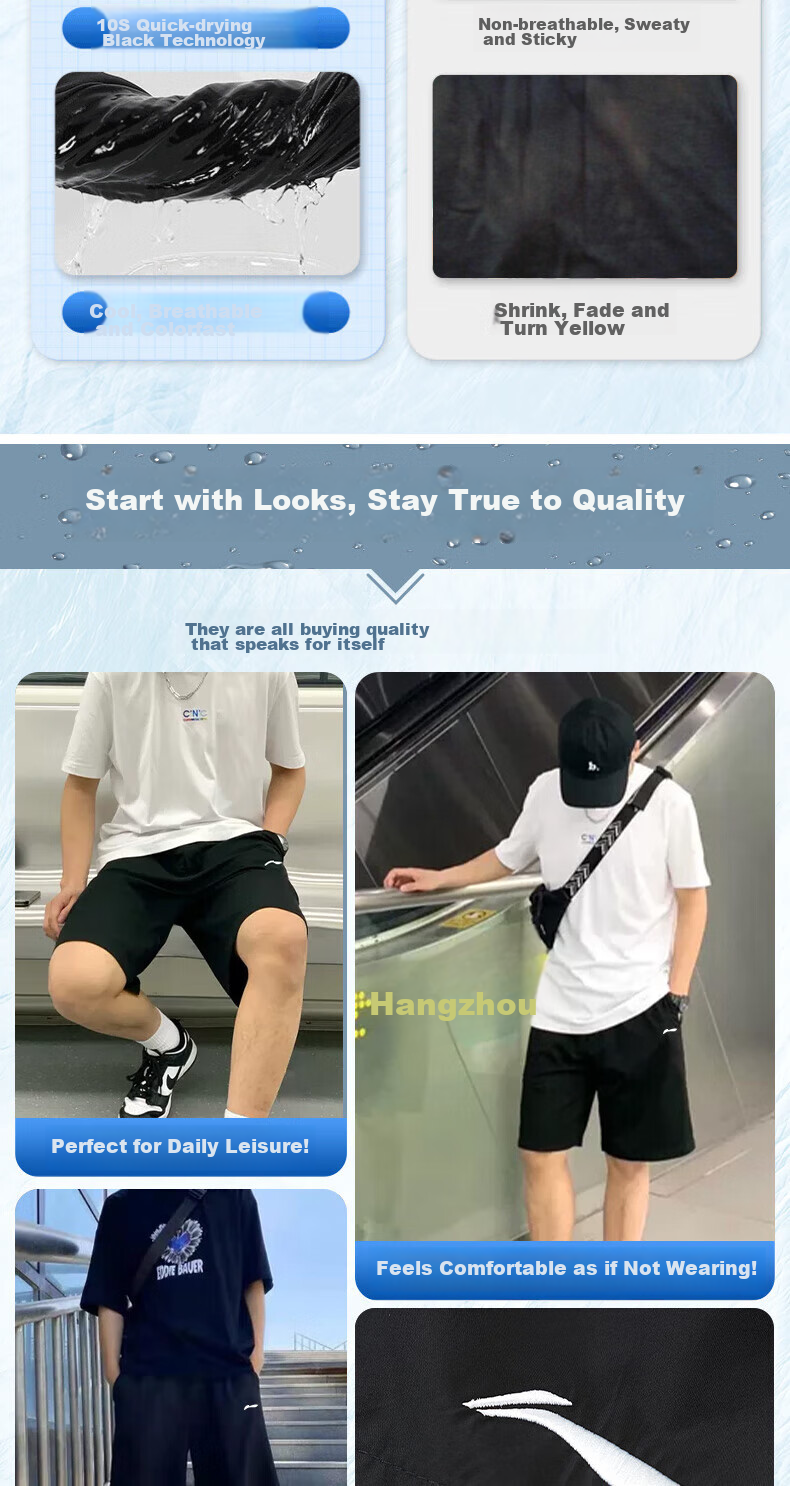 Li-Ning Sports Shorts for Men And Women, Quick-Dry Running Fitness Casual Pants Beach Shorts Summer Ice Silk Breathable Loose Swimming Trunks 5