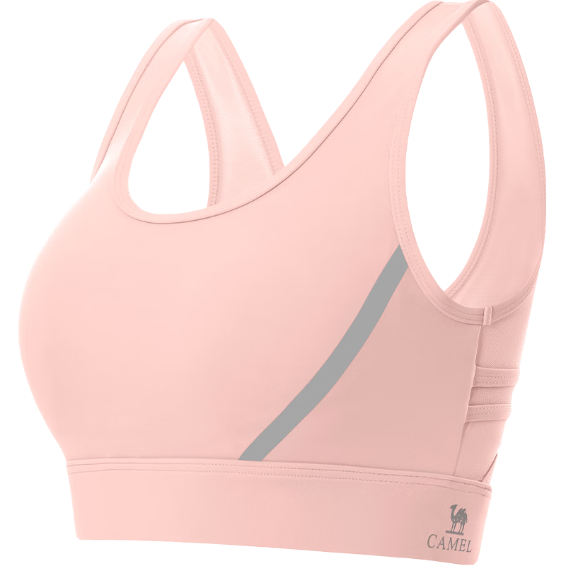 CAMEL High-Intensity Support One-Piece Cup Sports Bra Fitness Bra Y0S1VLZ601A Cream Pink XL
