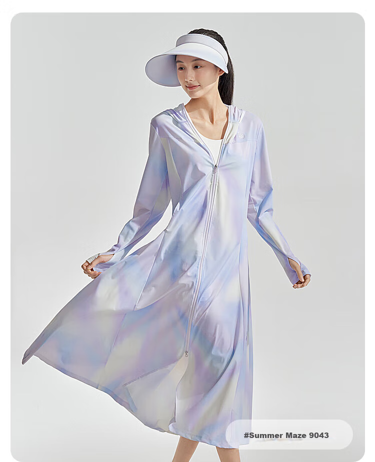 BOSIDENG National Standard Sun Protection Clothing for Women, Extra Long Style, Cool And Breathable, Full Body UV Protection, Slim Fit, Heightening Effect, Travel Jacket 40