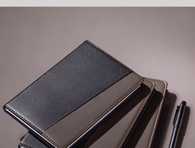 Deli 25K 120-Sheet Fashion Contrasting Color Business Leather Notebook, Meeting Journal Diary Notebook Stationery Office Supplies 7911 10