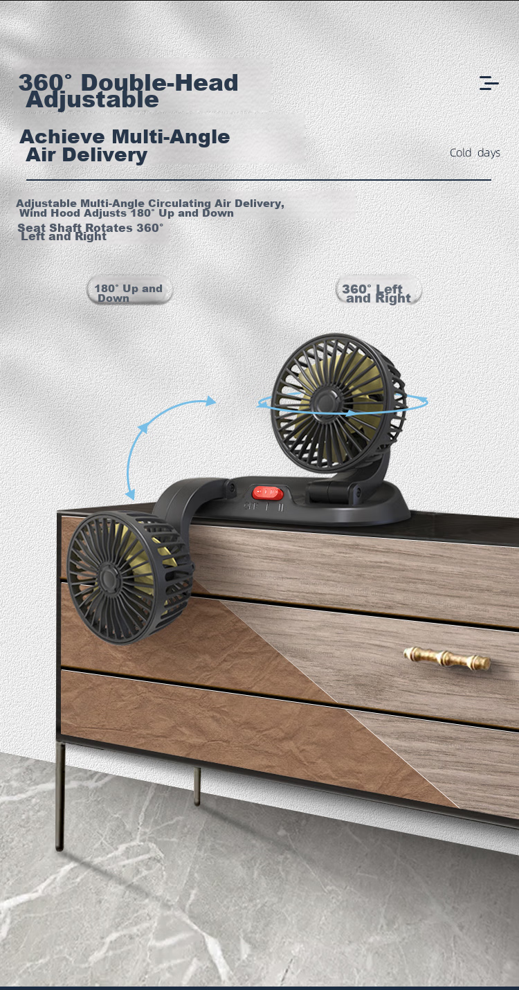 Dijialun High-Power Dual-Head Car Fan USB Summer Car Fan for Sedans, Trucks, Computers, Office Desks And Home Use 9