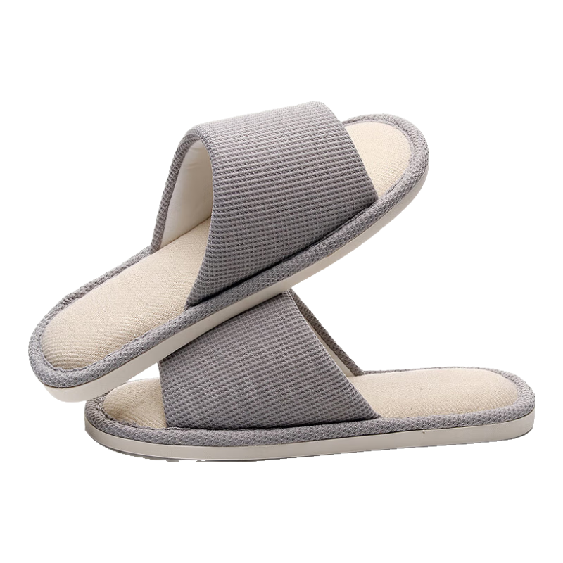 GUOLUOFEI Japanese-Style Linen Slippers for Men And Women, Indoor Couples Wooden Floor Soft-Soled Breathable All-Season Sandals, Gray, Size 40-41