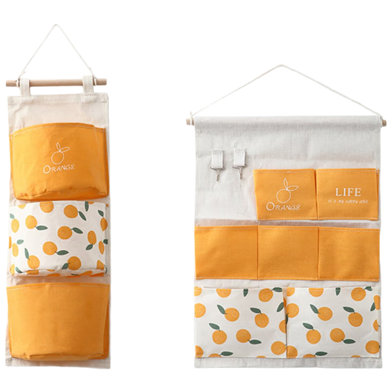 Fanyejia Fabric Storage Hanging Organizer, 2-Piece Set, Bedside Wall-Mounted Door-Back Dormitory Phone Miscellaneous Item Storage Pouch, Wall-Hanging Type