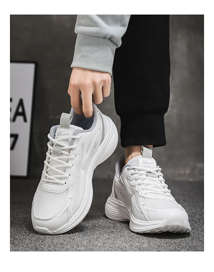 Warrior Official Men's Sports Shoes 2026 Spring New Trendy Thick-Soled Height-Increasing Shoes for Men White Gray Size 40 11