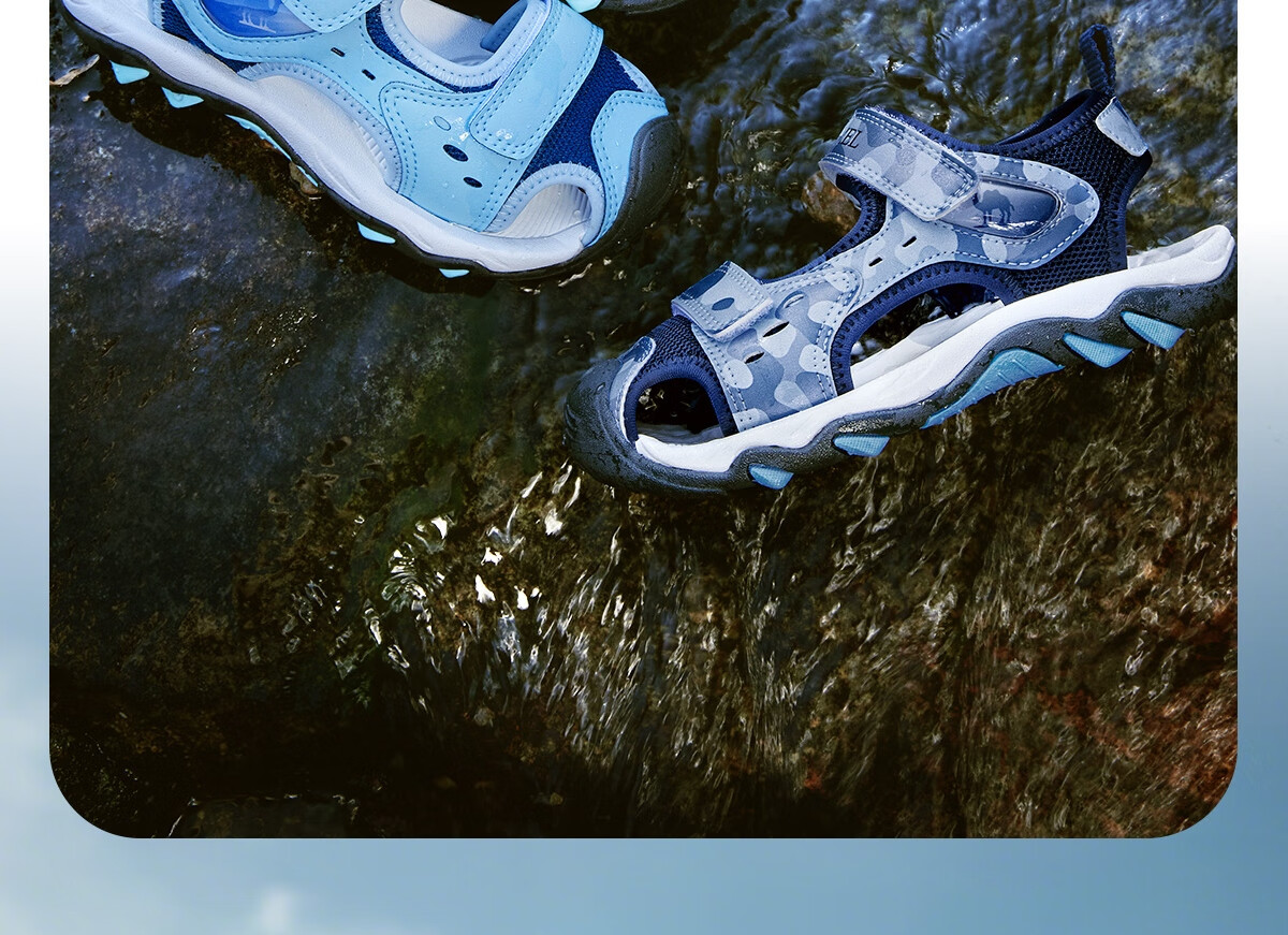 CAMEL Children's Sandals, Summer Beach Shoes, Closed-Toe, Anti-Collision, Non-Slip, Velcro Straps, for Older Childre 2