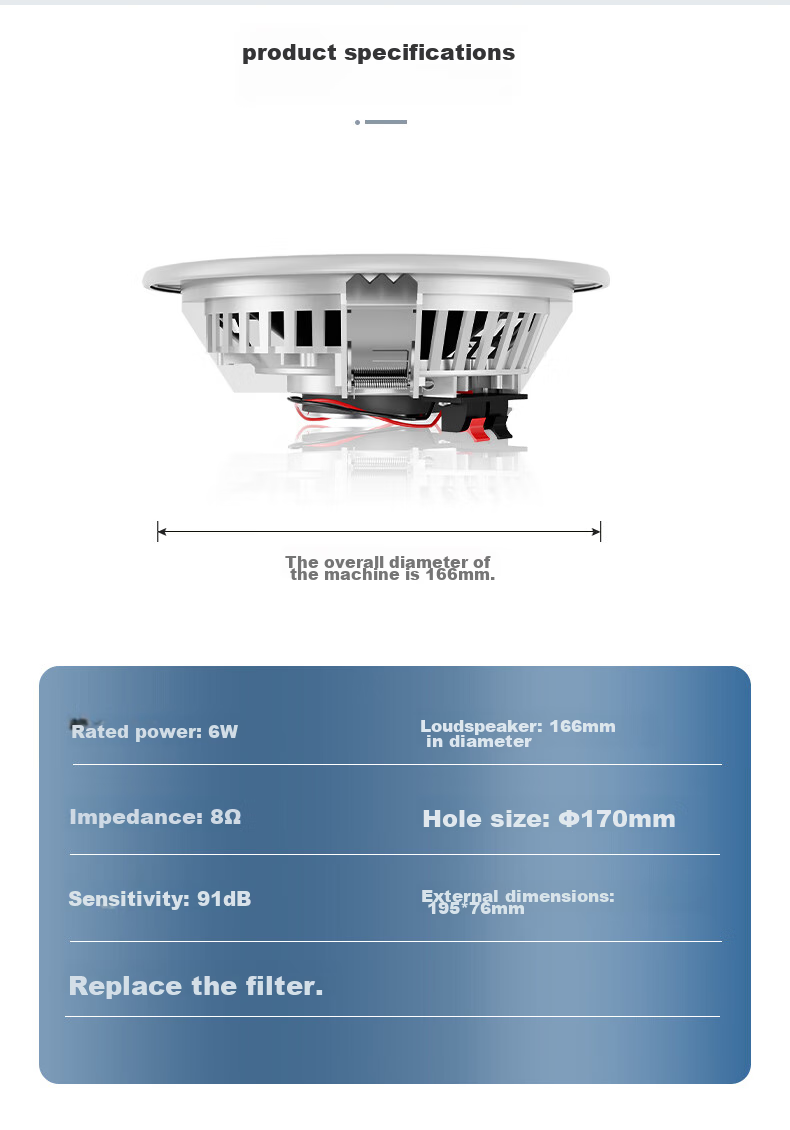 Newmine ND-11D Constant Impedance Ceiling Speaker, Recessed Background Music Sound System for Suspended Ceilings, Embedded Public Address System for Shopping Malls And Stores, 5-Inch 10