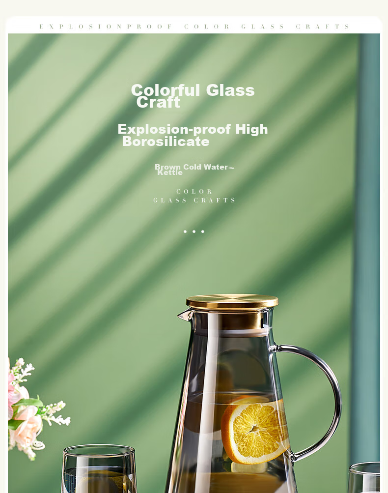 Jieanxi Large Capacity Cold Water Pitcher, Heat-Resistant High Borosilicate Glass Kettle for Home Use, 1.8L Student Gift 1
