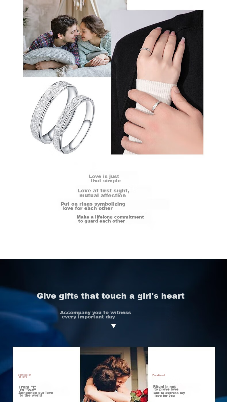 MANHE S925 Silver Ring, Couple Rings, One Pair of Engagement Diamond Rings, Open-End Style for Women And Men, End-Ring, Valentine's Day Gift 2