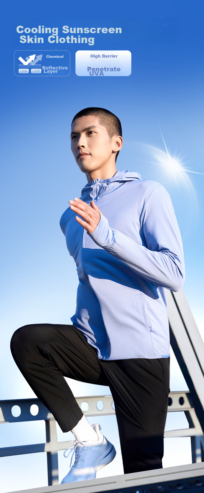 BURUITE Men's Summer UV Protection Lightweight Breathable Sunshade Ice Silk Skin Jacket Outdoor Fishing Windbreaker 1