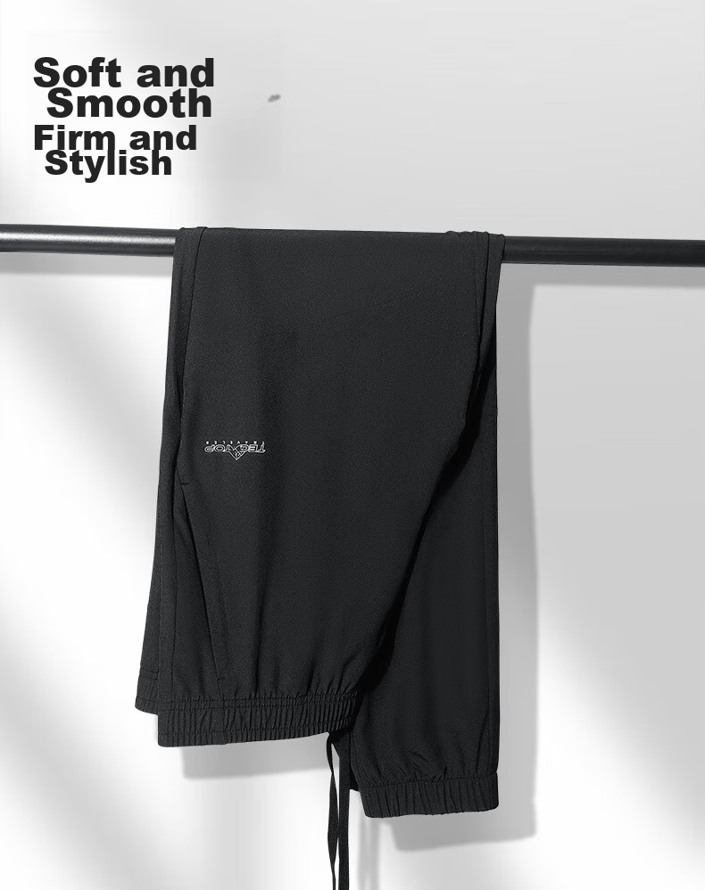 TECTOP Casual Pants, Men's Outdoor Solid Color Elastic Mesh Breathable Tapered Running Sports Pants 157, Men's Black S 11