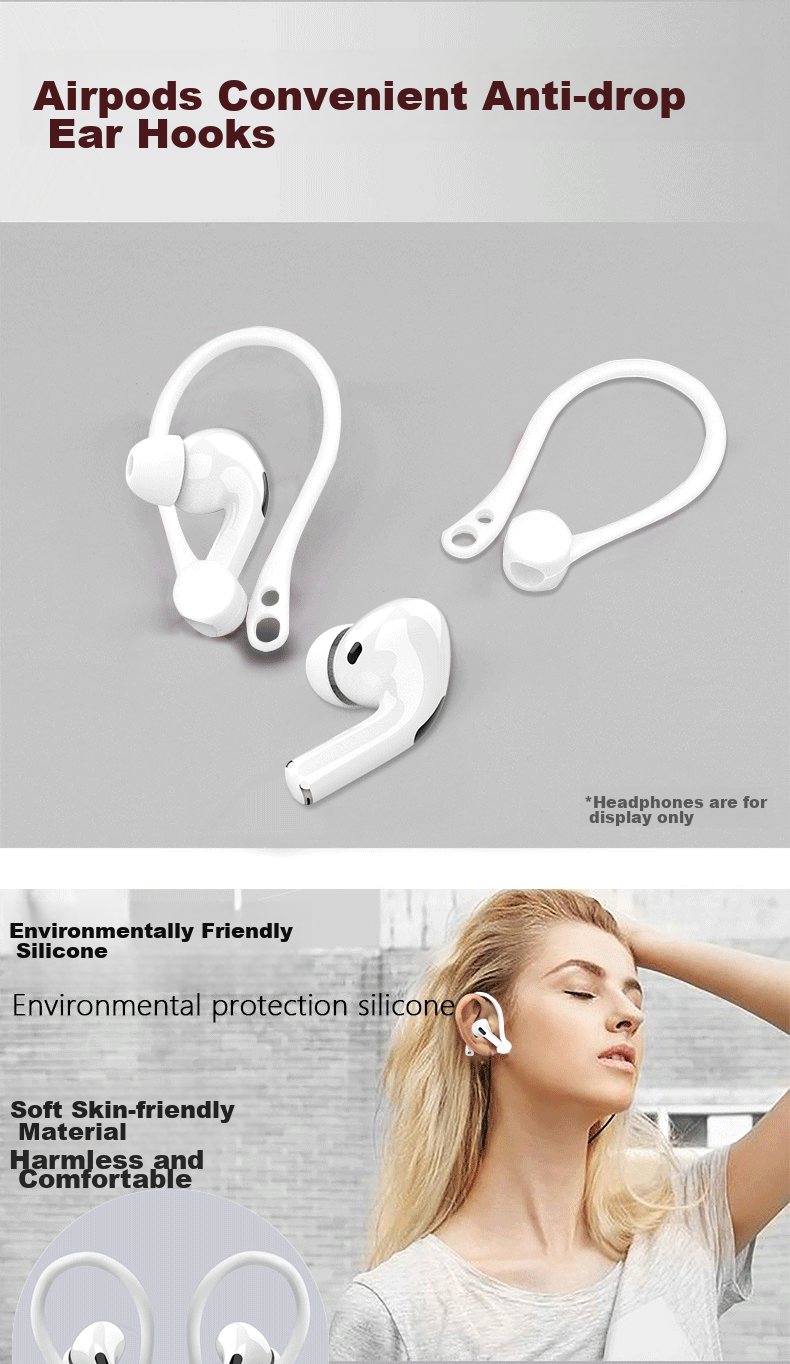 ESCASE AirPods Pro Second-Generation Lanyard, Compatible with Apple Earphones 1/2/3 Generations, Wireless Bluetooth Sports Earphones, Anti-Loss Ear Hook, Anti-Drop for Travel, Double Ear White 1
