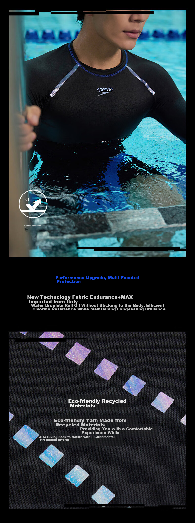 Speedo [Wang Shun's Choice], Electric Matrix Black Label Hero5.0 Shark Skin Long Sleeve Swimwear for Men, Racing Training, Size L 5