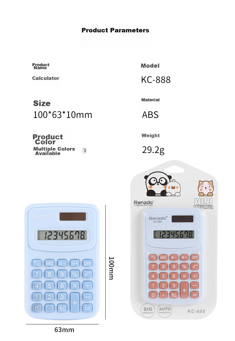 Shaonianban Calculator, Portable Silent Mini Cute Small for Primary And Middle School Students, Specialized for Accounting And Exams, Math Calculation Mini 8-Digit, Macaron Blue Color 9