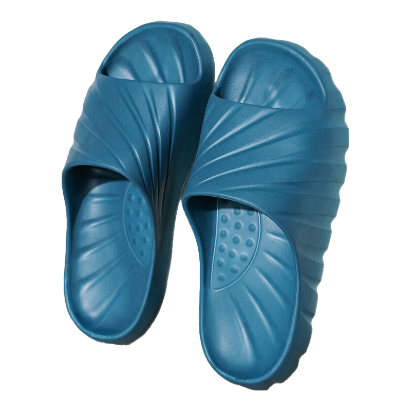 Huamei Jianbu Solid Color Slippers Soft Thick Sole Non-Slip Bathroom Indoor Outdoor Unisex Comfort Slippers HM83067 Dark Blue Size 40-41
