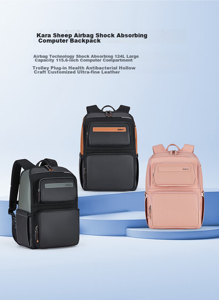 KALA·Y Airbag-Reducing Laptop Bag, Business Large Capacity 15.6-Inch Backpack, Unisex Shoulder Bag, 5213 Black 1