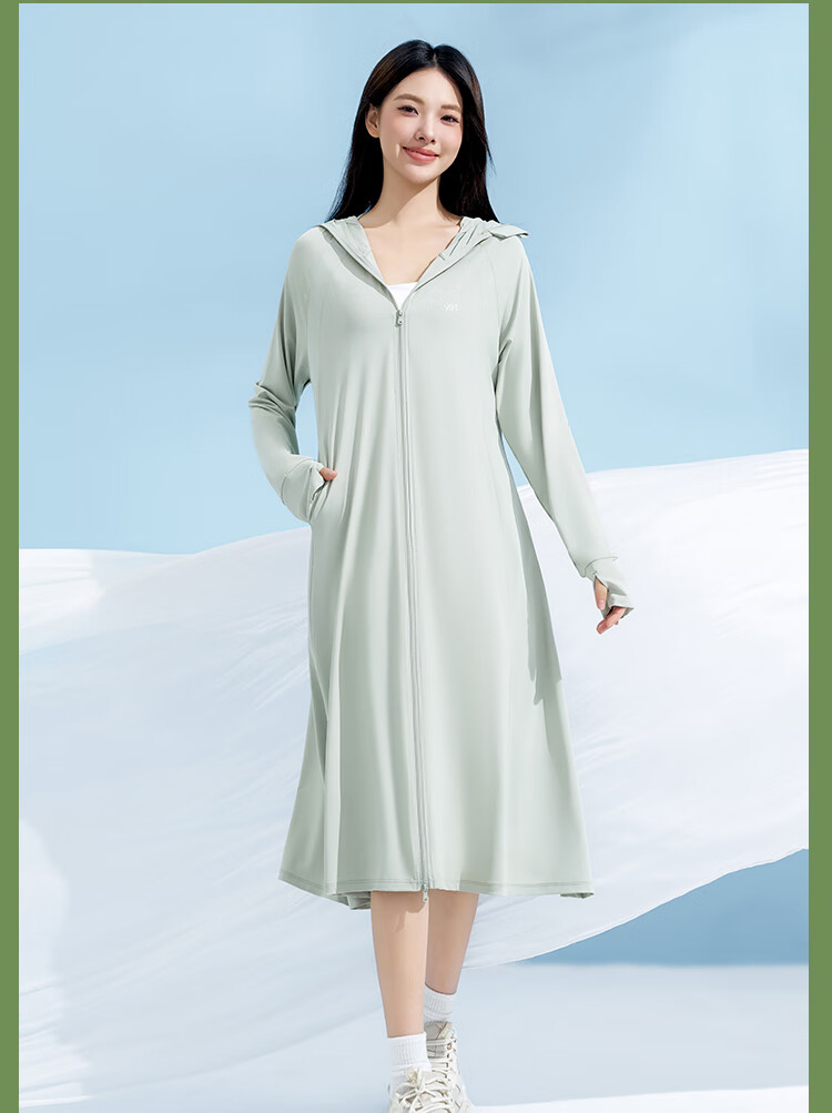 Yishangmei Long Sun Protection Coat for Women, Spring/summer 2026, UV-Resistant Full Body Sun Protection Clothing, Ice Silk Cool-Touch Jacket, Outdoor Wear, Black F 6