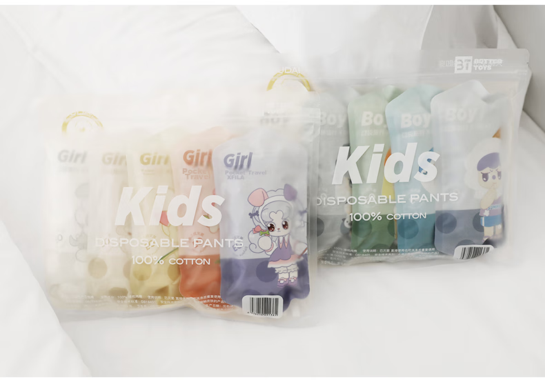 HINCLOUD Xin Yun 5-Pack Children's Disposable Underwear, Boyshorts for Girls, Pure Cotton, Sterile, Portable, No-Wash, Girls' Size M 2