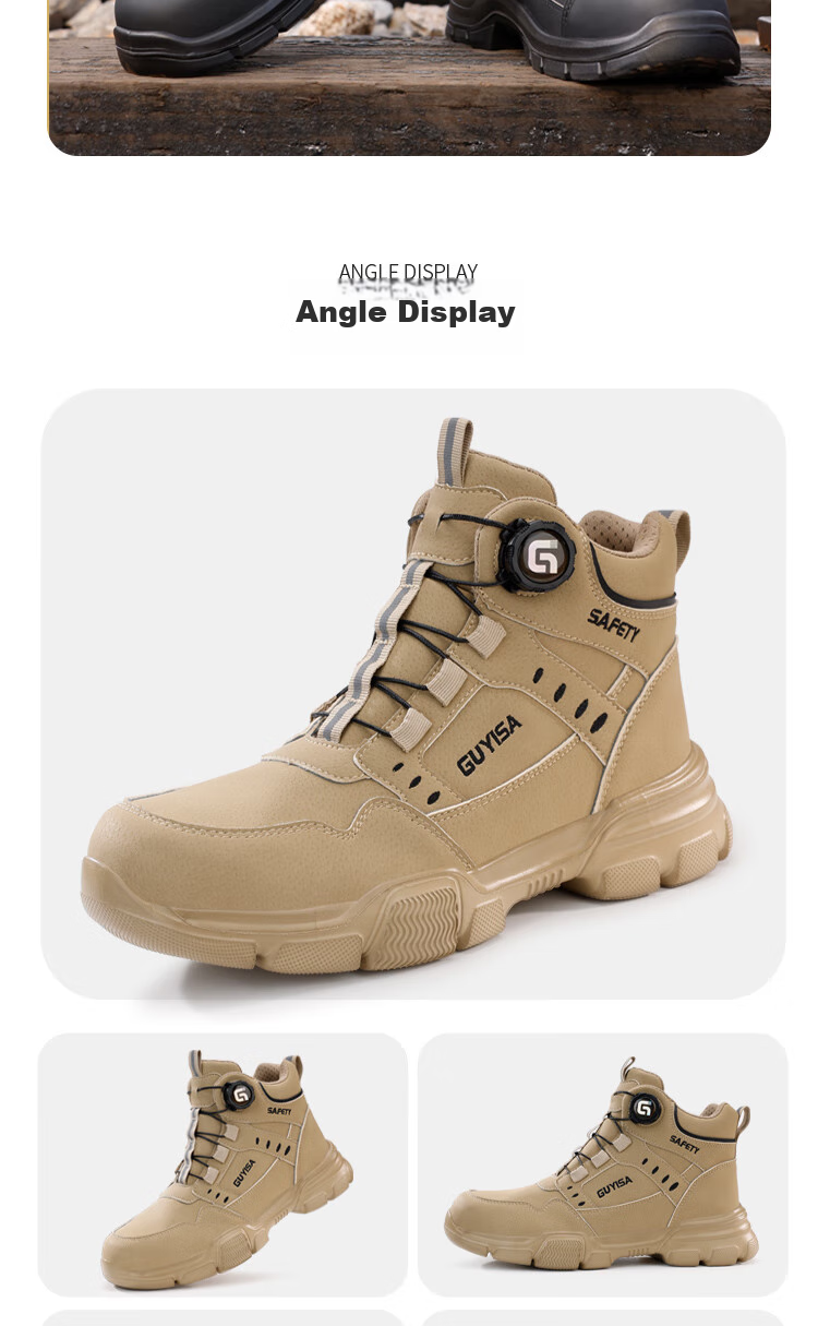Fumeier Safety Shoes for Men, High-Top Steel Toe Cap, Anti-Smashing, Anti-Puncture, Waterproof, Ultra-Light Comfortable Work Shoes F055BK Size 43 18