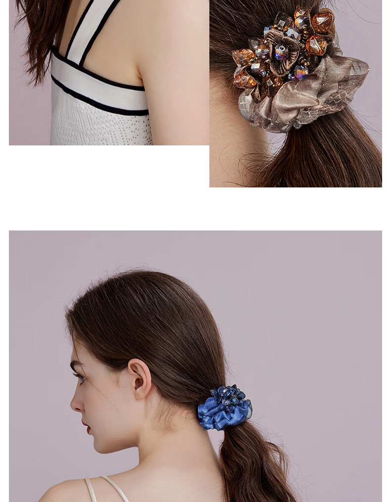 Royal Sasa Hair Accessories, Silk Flower Headband, Crystal-Like Bun Maker, Hair Ties, Ponytail Holders, Hair Bands 7