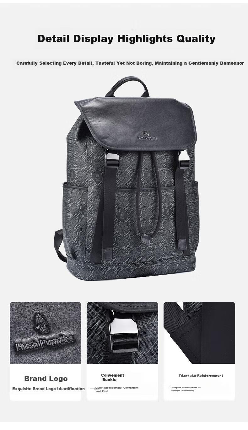 Hush Puppies Men's Backpack, Printed Simple Business Style, Large Capacity 15.6-Inch Laptop Bag, Birthday Gift 7