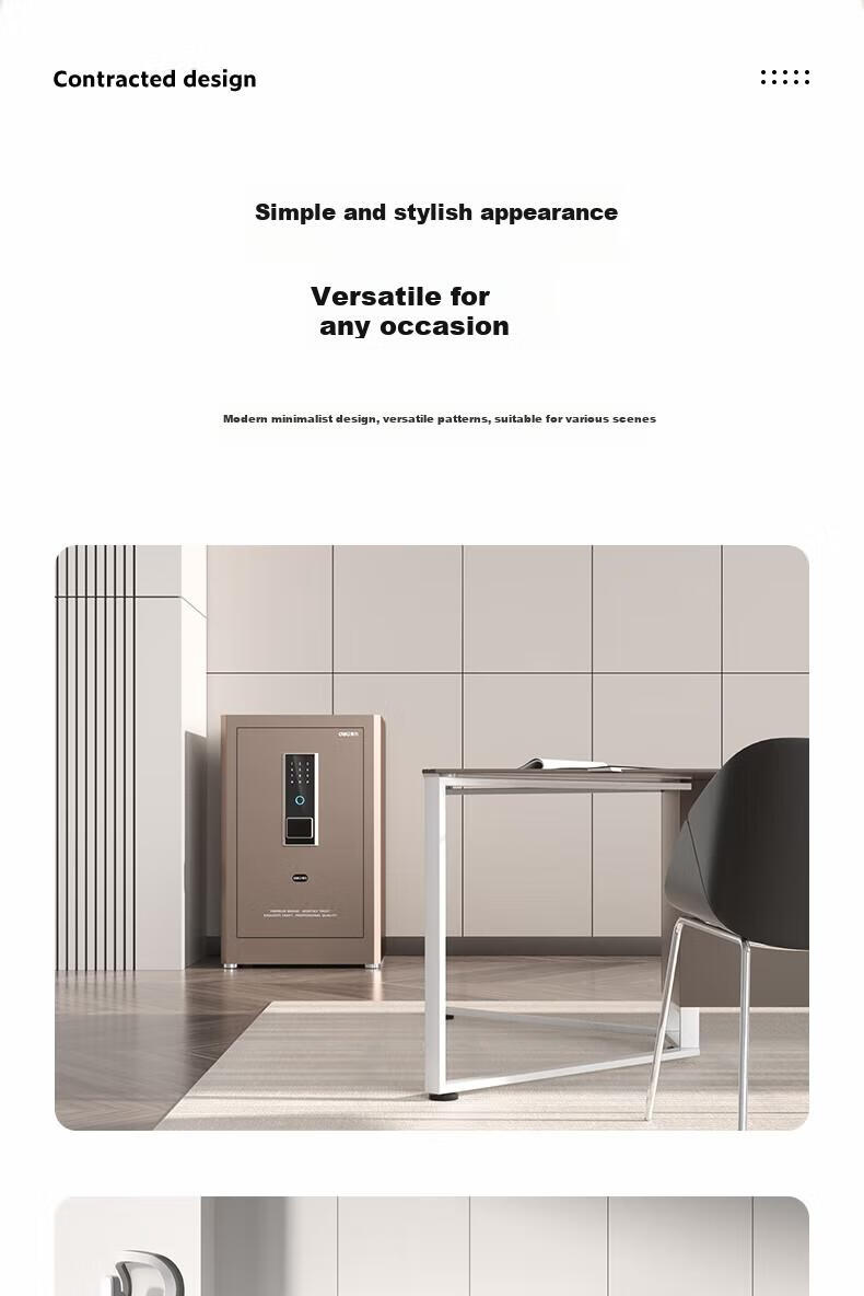 Deli Home Safe Box, Hongya 60cm Fingerprint Unlock, 12mm Thickened Door Panel, Anti-Theft And Portable Small Gold Vault, Can Be Used As Bedside Table, AE66-ZM Gold 19