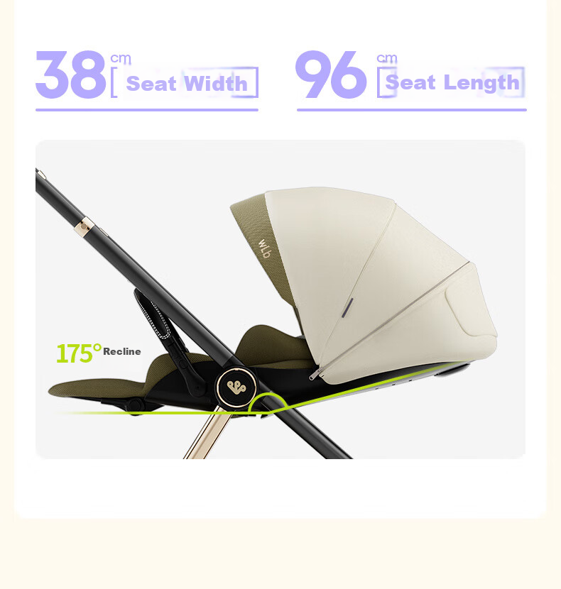 Welebao Whale Spirit Stroller, Reclining And Sitting Positions, for Ages 0-3, Newborn Shock-Absorbing, Reversible, Lightweight, Foldable, High Landscape View 44
