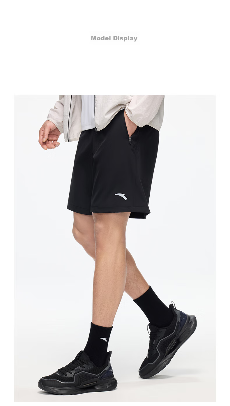 Anta Quick-Dry Men's Sports Shorts Summer Moisture-Wicking Breathable Fitness Training Running Outdoor Casual Woven Five-Point Pants 14