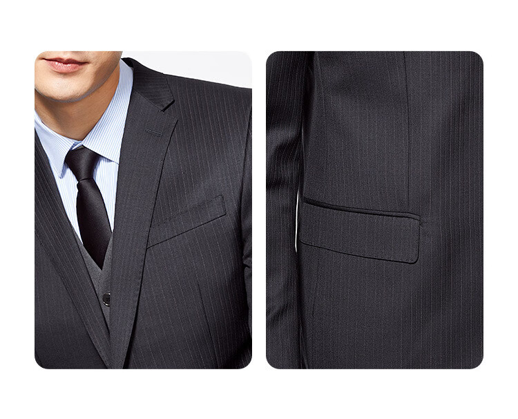 FIRS Men's Suit Set, Four Seasons Business Casual Two-Piece Suit, Groom And Groomsman Formal Wear, Work Attire, Striped Comfortable Suit Set 3