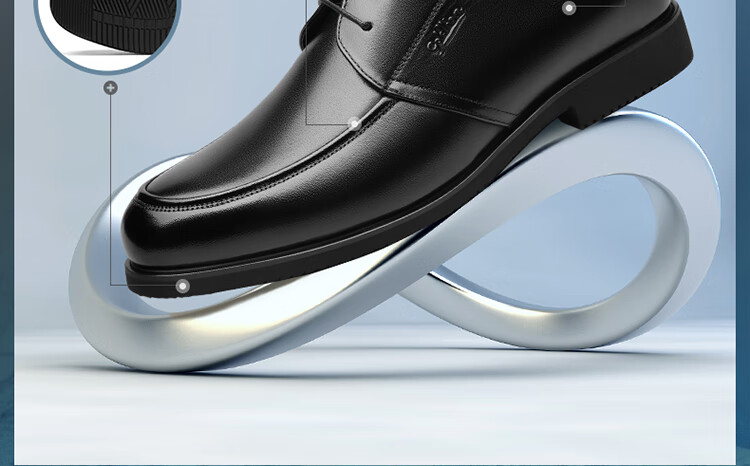 Goldlion Men's Shoes, Business Formal Shoes, Comfortable Breathable Wear-Resistant Simple Fashion Leather Shoes, 53371088201A-Black Size 39 2