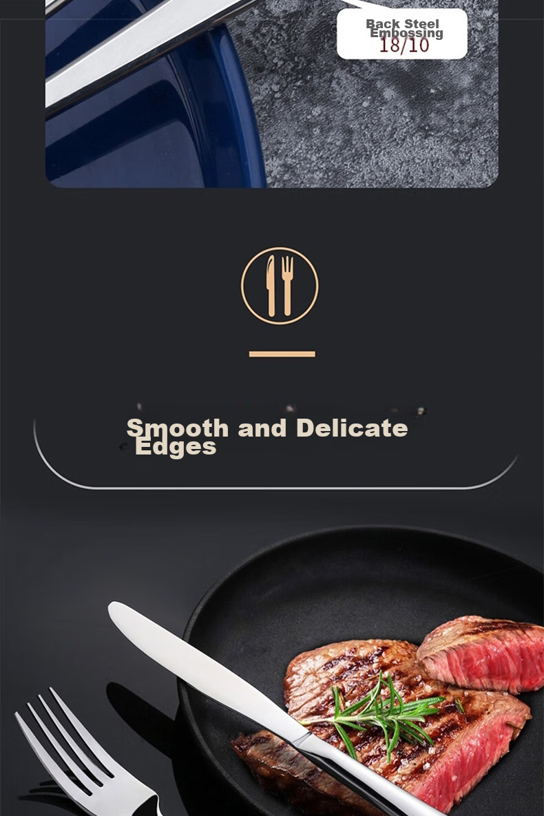 Edo 304 Stainless Steel Western Steak Knife And Fork Set, 410 Stainless Steel Tableware Set: Main Knife + Main Fork + Gift Box 7