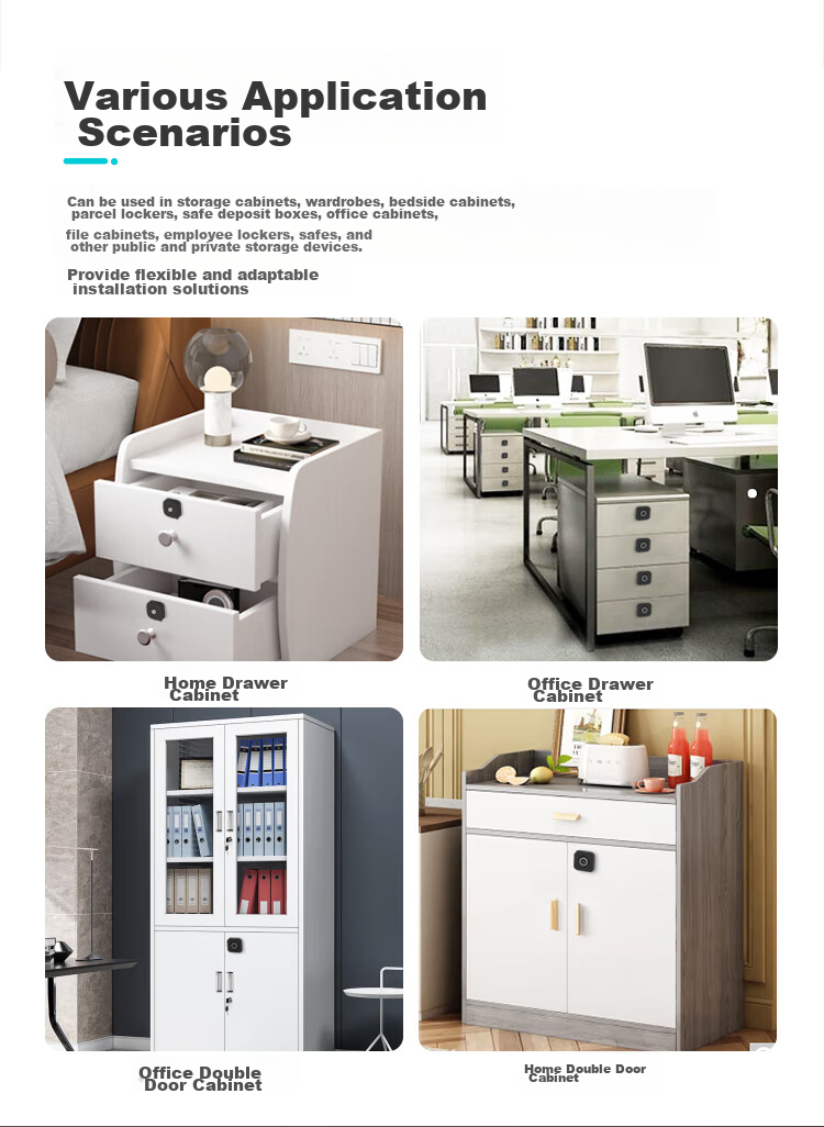 GSON Drawer Lock, No Drilling Required, Semiconductor Fingerprint Lithium Battery Drawer Lock, USB Rechargeable, for Student Dormitory 2