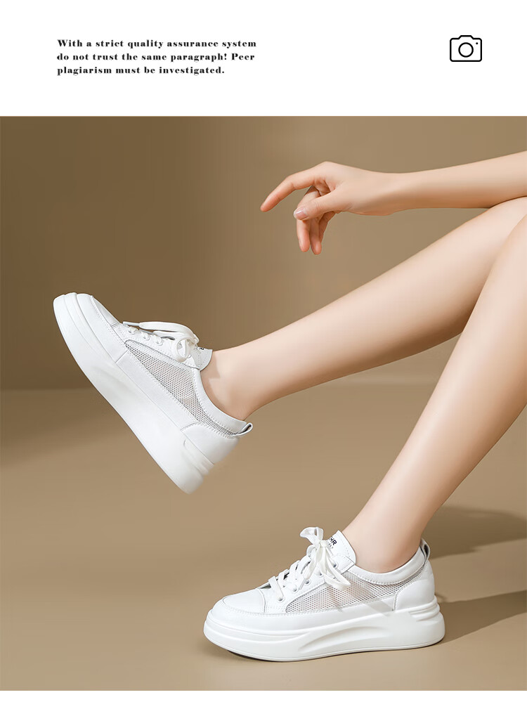 ZHR Women's Casual White Sneakers Soft Sole Breathable Low-top Comfortable Shoes AH105F White Size 34 17
