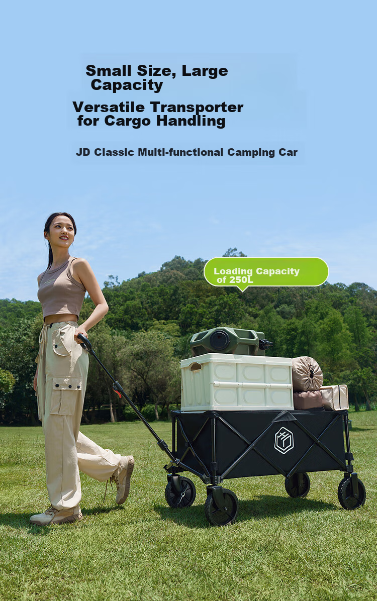 JD Original [600 Jin Capacity] Push-Up Outdoor Camping Cart Folding Trolley for Stalls And Carrying Dubai Sand 1