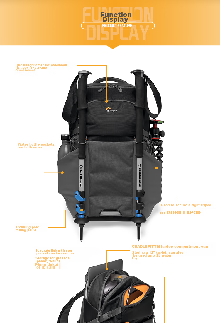 LOWEPRO Photo Active BP 300 AW Pulsar Series Large Outdoor DSLR Camera Backpack for Canon Sony Digital Mirrorless Cameras Men Black Blue LP37253-PWW 9
