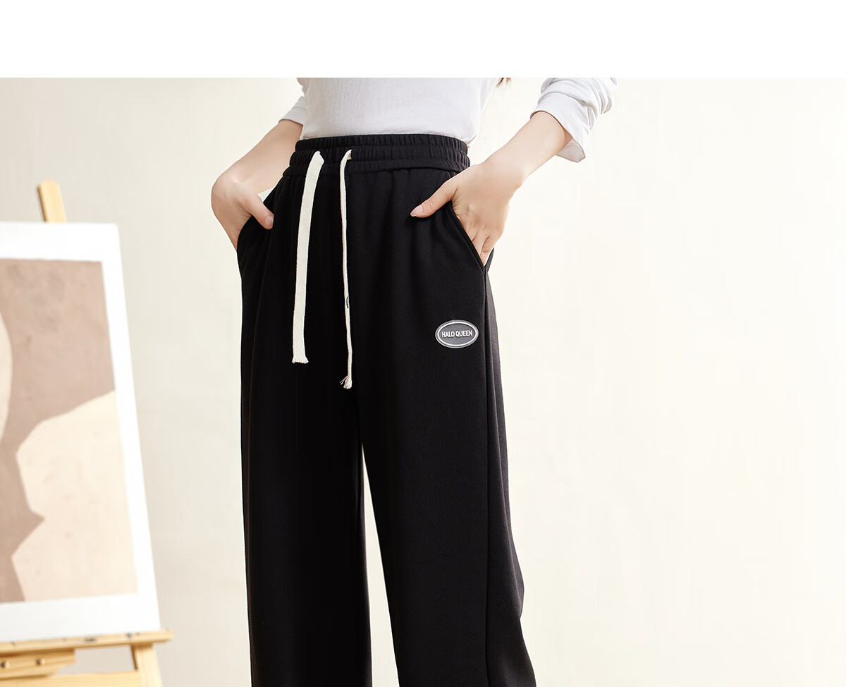 Halo Queen Women's Casual Pants, Spring And Autumn Side Striped Contrasting Color, Drawstring Elastic Waist, Summer Loose-Fitting Sweatpants, New Product H143R1011 34