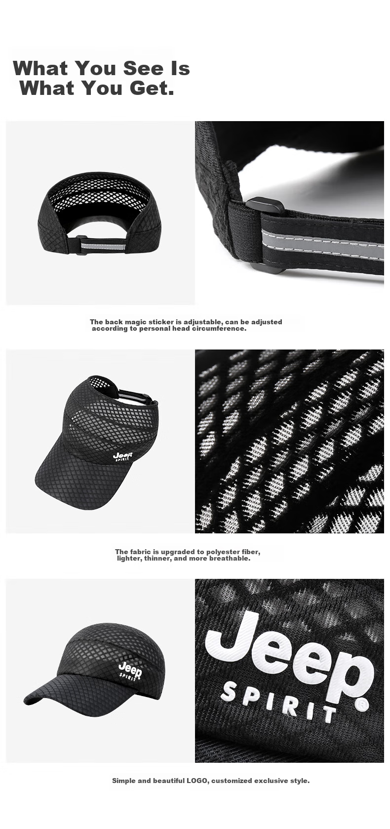 JEEP Unisex Summer Mesh Hollow Baseball Cap, Versatile Casual Sun Visor Hat, Breathable Sun Protection Cap for Men And Wome 13