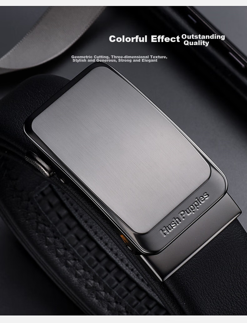 Hush Puppies Men's Genuine Leather Belt Casual Business Automatic Buckle Birthday Gift for Boyfriend and Father 2