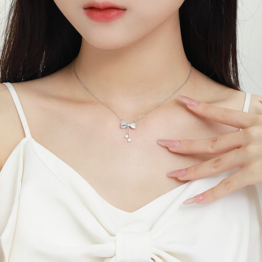 Серебряное ожерелье CHOW TAI SENG с подвеской "Бант-бабочка" для женщин, цепочка S925, элегантный подарок для девушки