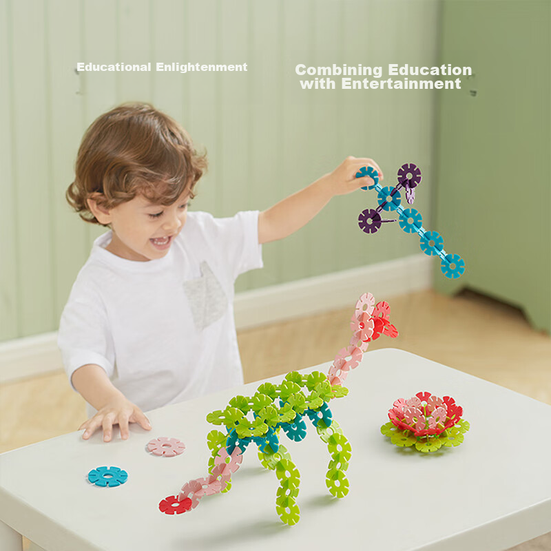 Babycare Children's Snowflake Building Blocks Toy Set, Large Thick Pieces for Ages 1-6, Baby Construction Toy with 500 Pieces