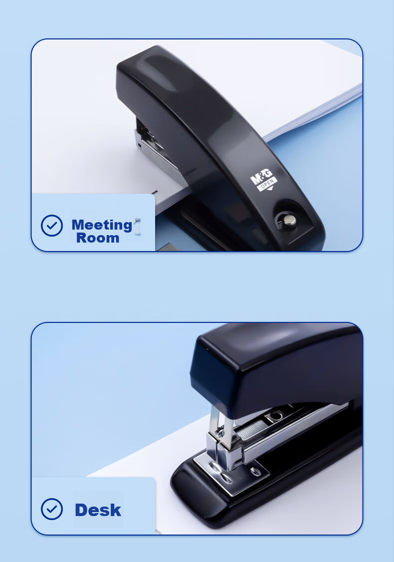 M&G 12# Stapler, Business-Style Low-Effort Stapler, Student Office Supplies, Pop-Up Staple Channel, Exam Paper And Homework Binding Machine, Black ABS91640 7