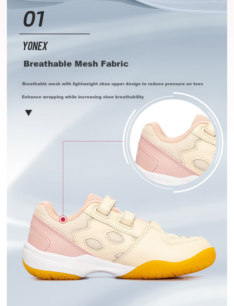 YONEX Badminton Shoes for Children, Youth And Students, Breathable for Competition And Training, SHB101J, White And Gold, Size 34 7